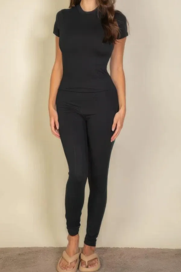 Relaxed Basic Solid Leggings