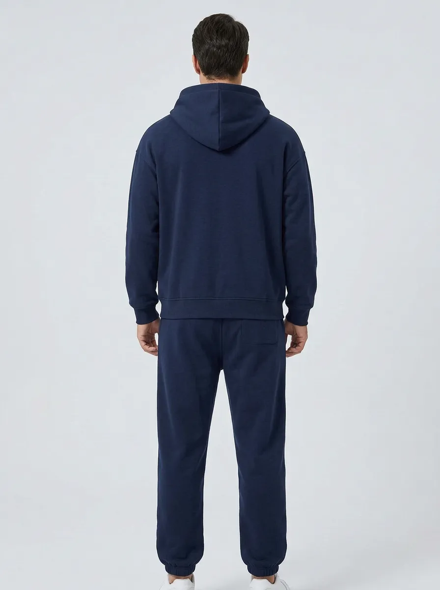 Men's Minimalist Mountain Zip-Up Hoodie & Drawstring Jogger Set