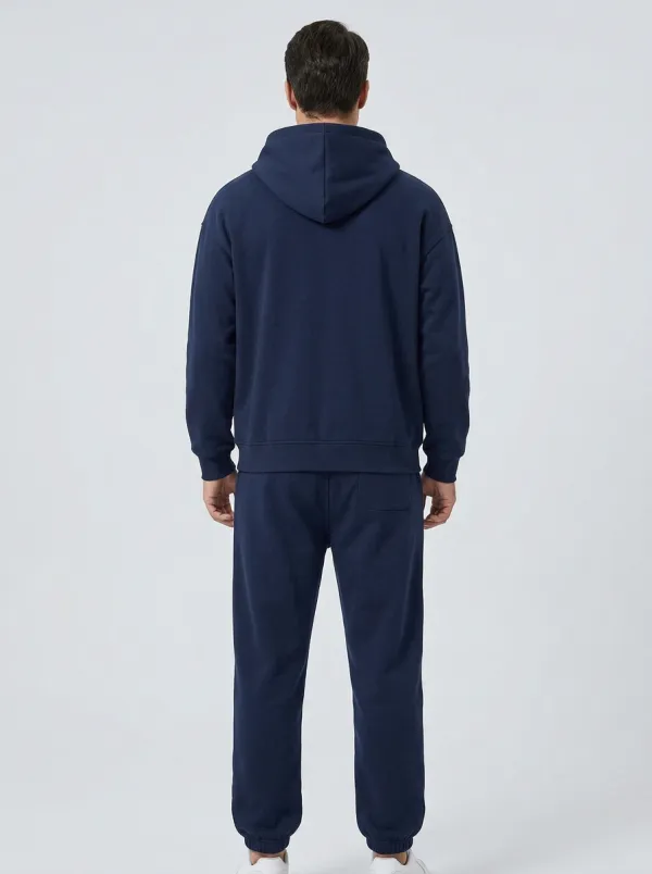 Men's Minimalist Mountain Zip-Up Hoodie & Drawstring Jogger Set