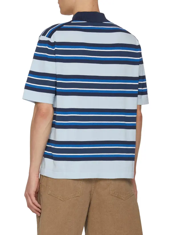 Retro Soft Breathable Blue Stripes Polo Shirt