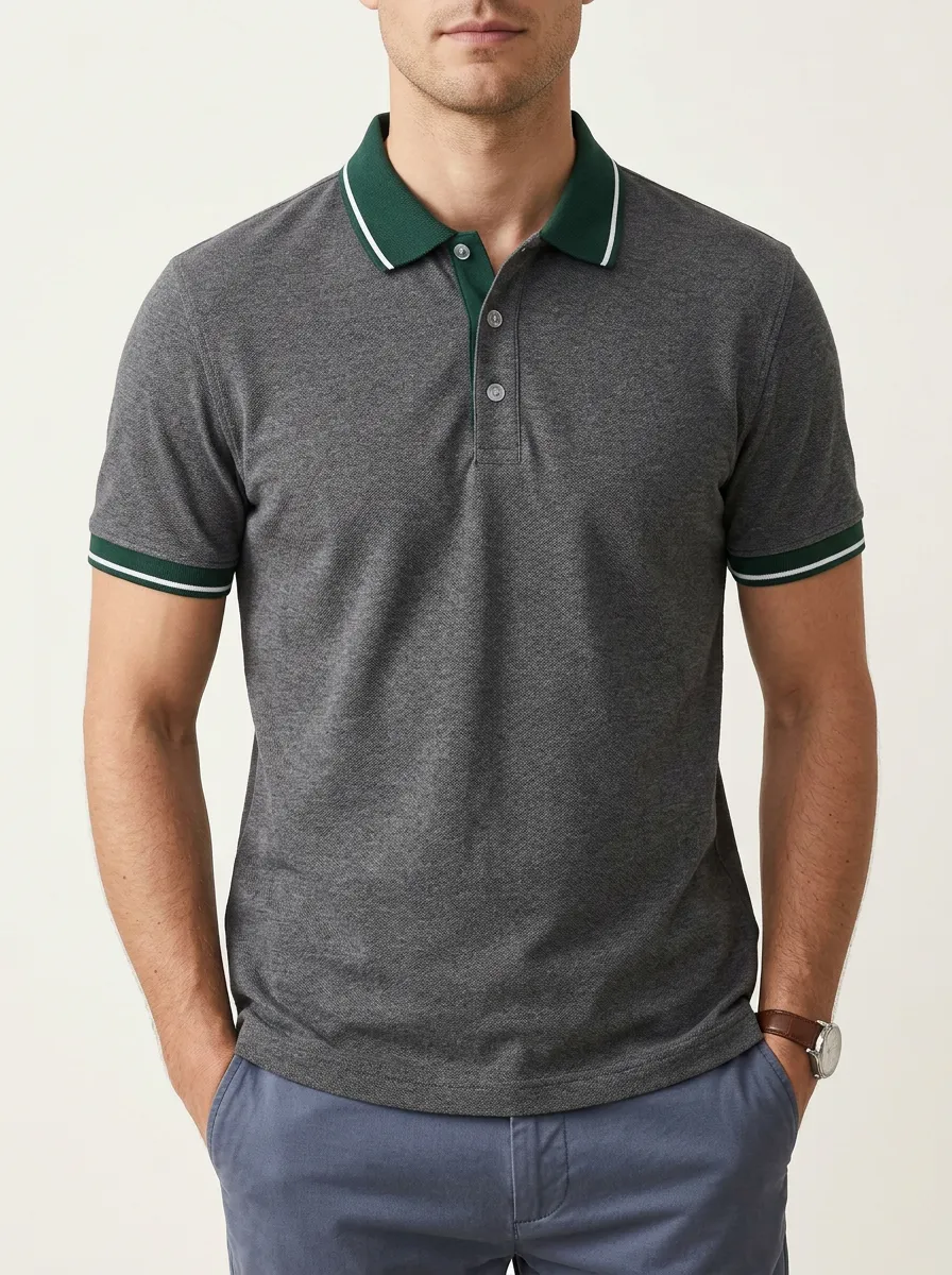 Men's Modern Everyday Contrast Collar Polo Shirt