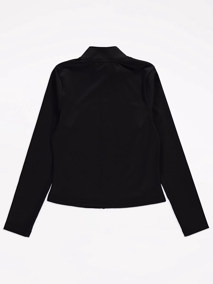 Black Active Zip Through Jacket detail 1