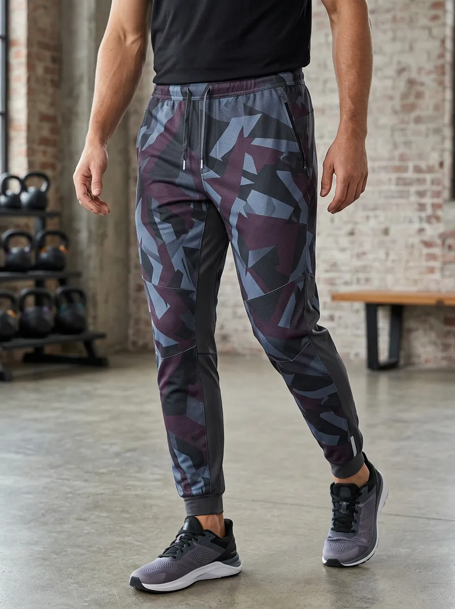 Men's Multi-Tone Geometric Print Joggers