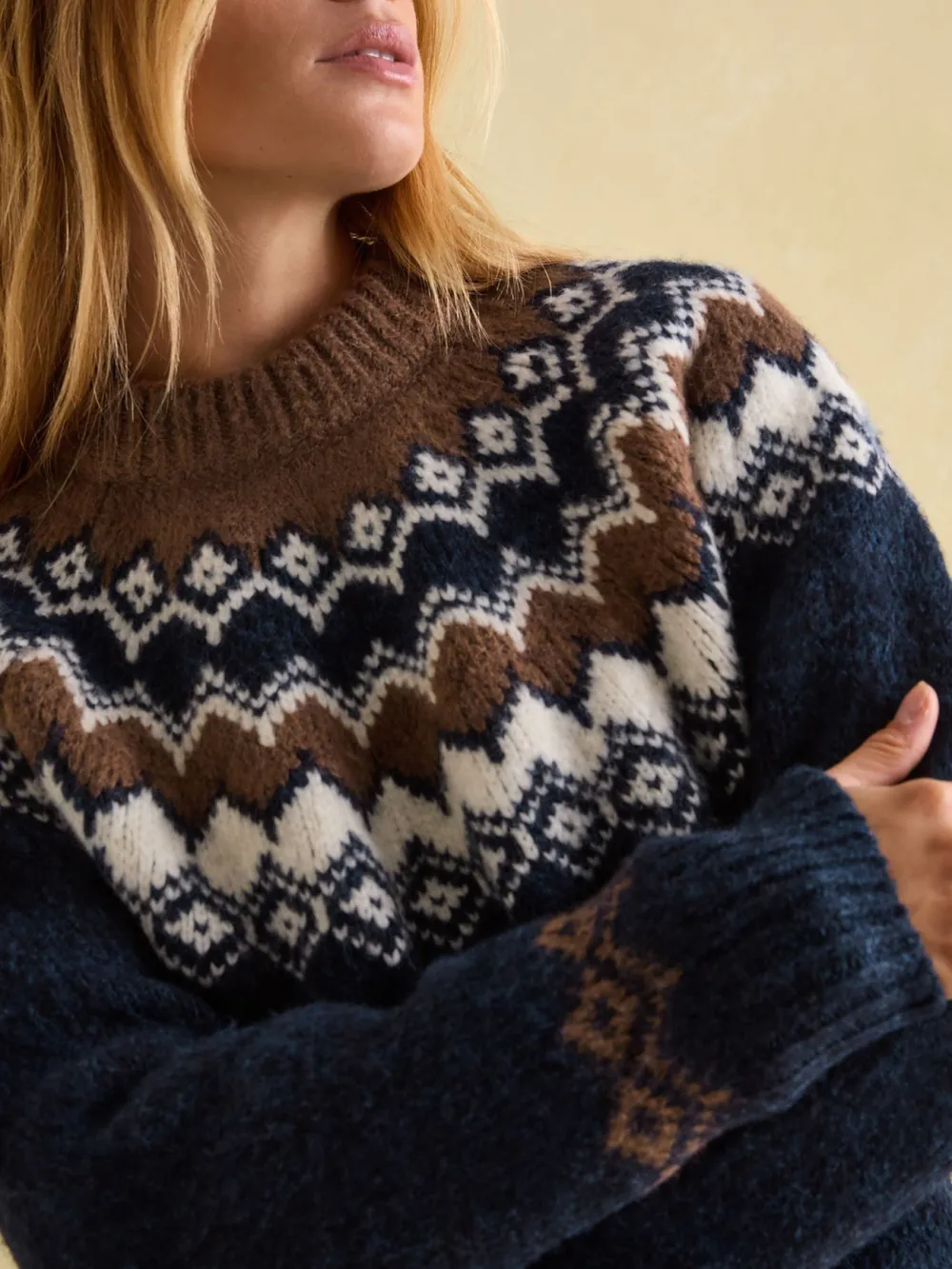 Navy/Camel Fairisle Pattern Jumper