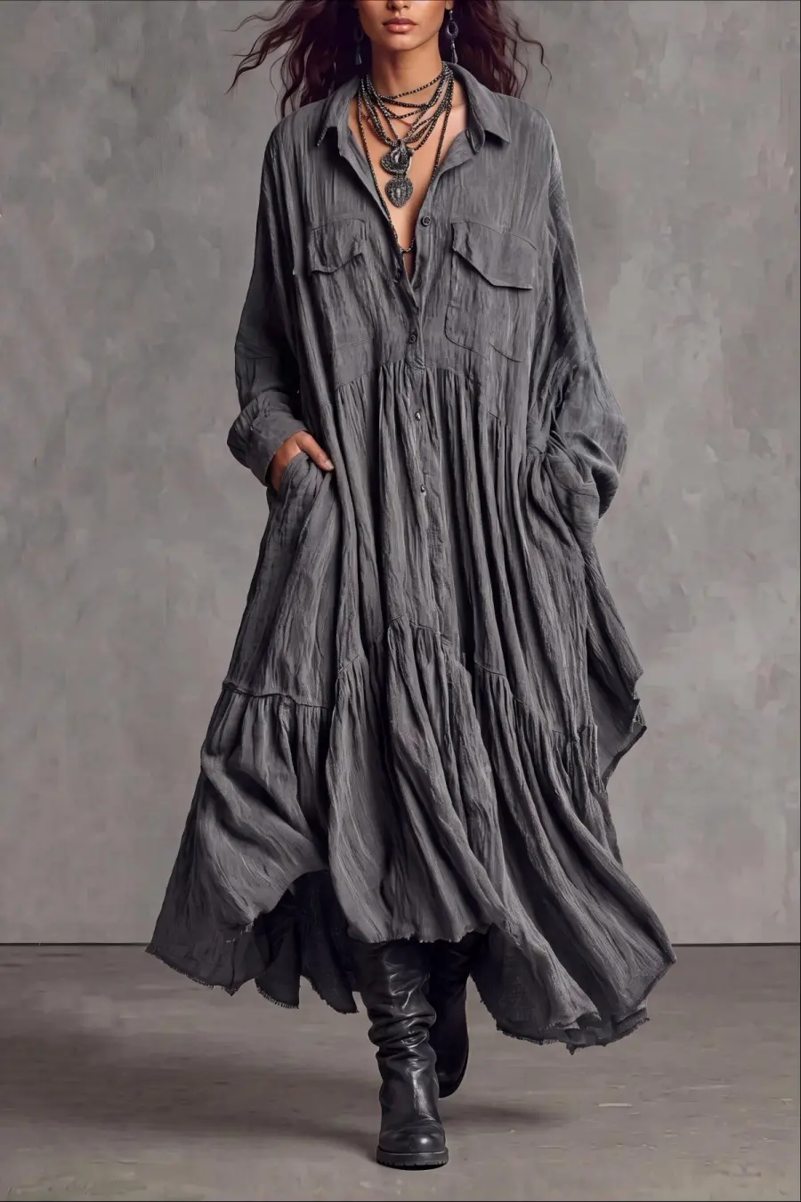 Button Front Casual Dress