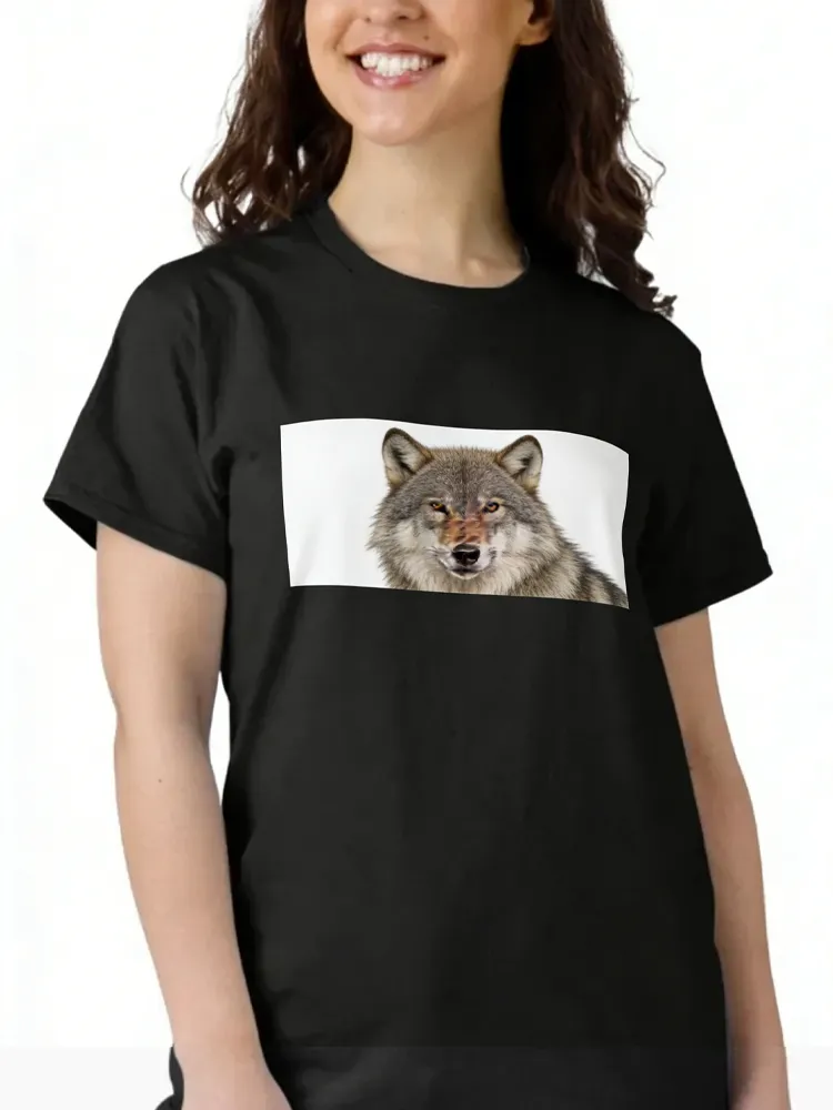 Women's simple animal print round-neck short-sleeved T-shirt