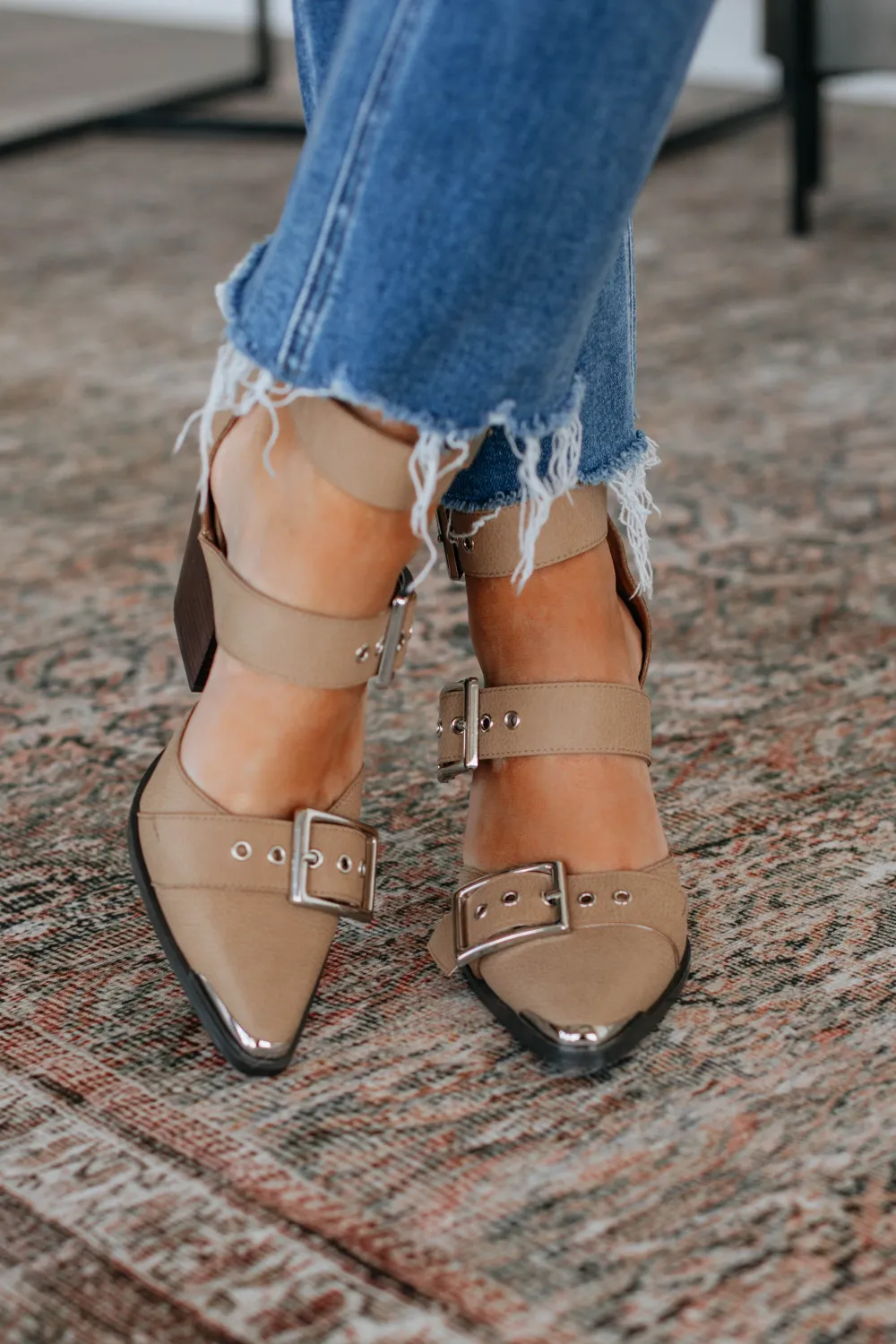 Modern Triple Buckle Pointed Toe Heels