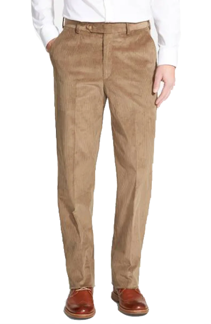 Corduroy Poplin Microfiber Performance Flat Front Trousers