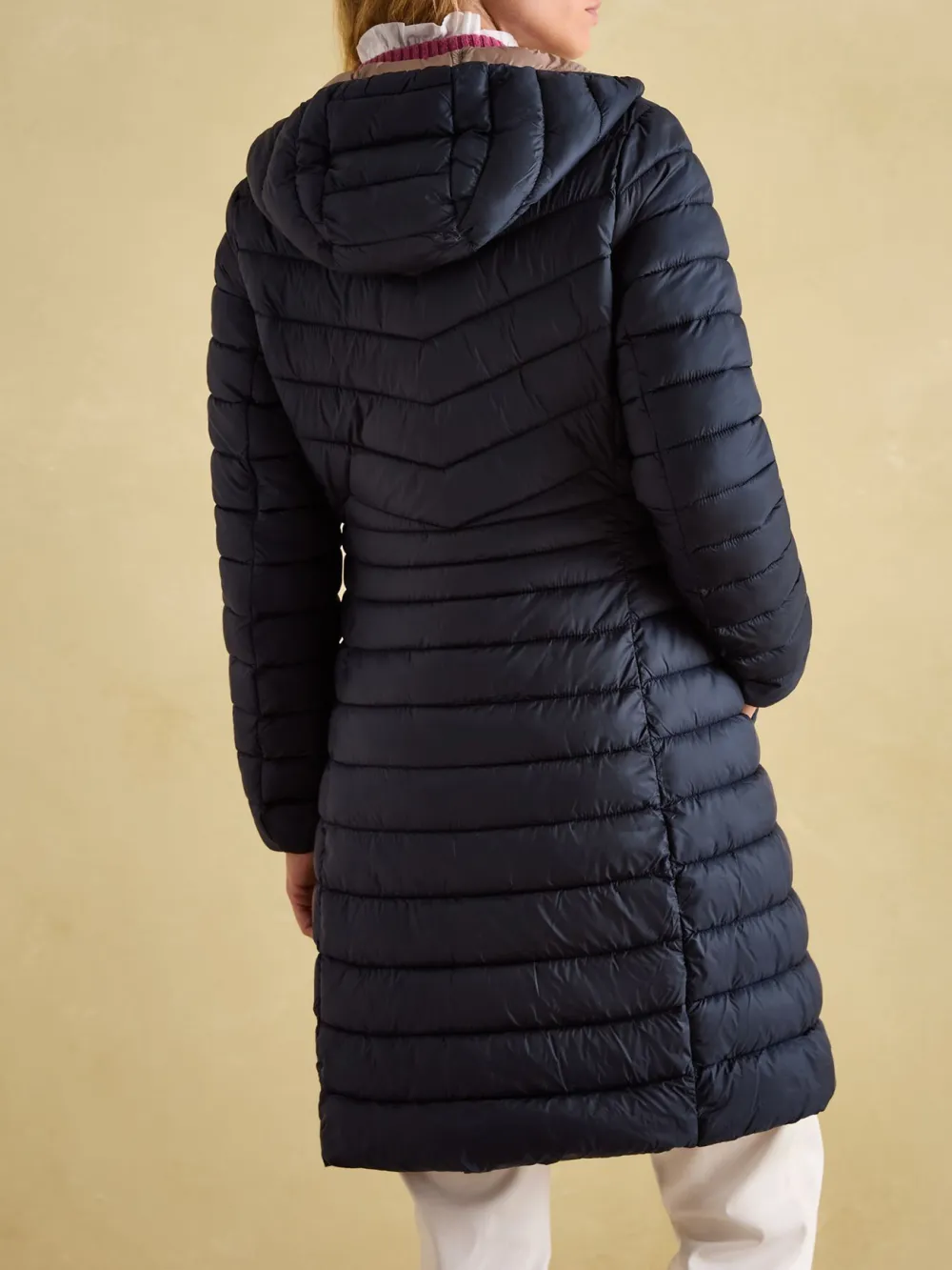Navy Showerproof Long Padded Coat