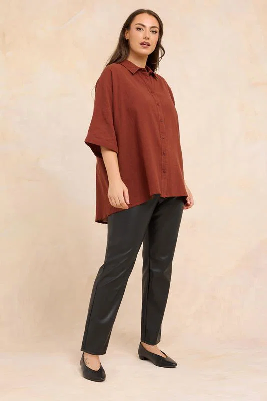 Rust Orange Short Sleeve Cotton Shirt detail 1