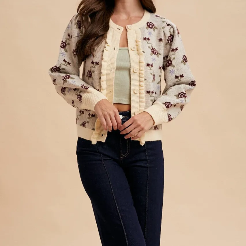 Modern Ribbed Button Front Cardigan