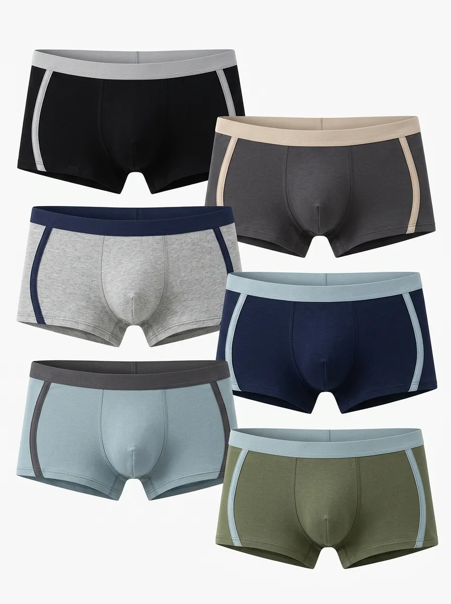 Men's Colorblock Contrast-Waist Trunk Brief Set