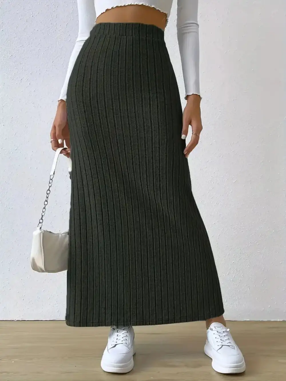 Knit Ribbed Maxi Skirt
