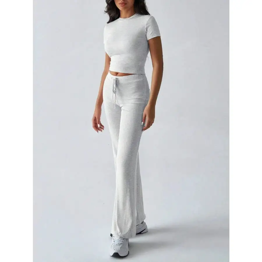 Everyday Round Neck Short Sleeve Top and Pants Set