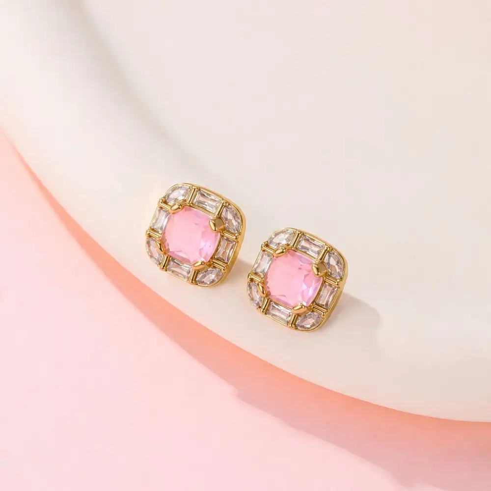 Cushion Cut Jewel Stud arrings