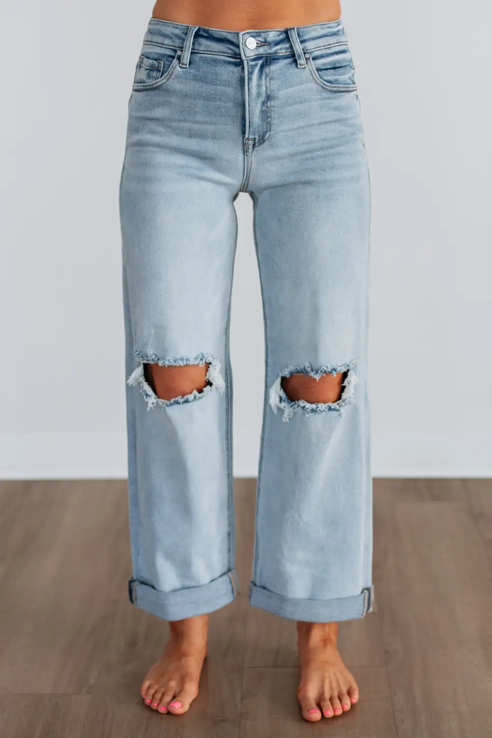 Women's Mid Rise Wide Leg Boyfriend Fit Jeans