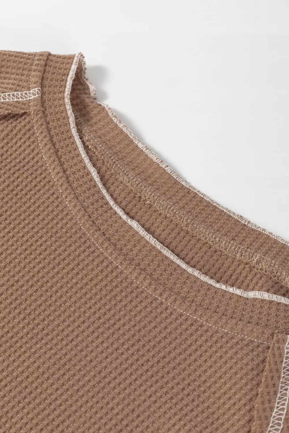 Smoke Gray Textured Round Neck Top