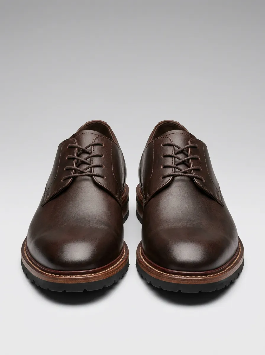 Men's Classic Business Casual Brown Leather Oxford Shoes