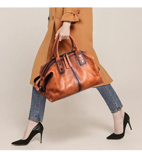 Medium Leather Top Handle Tote Bag