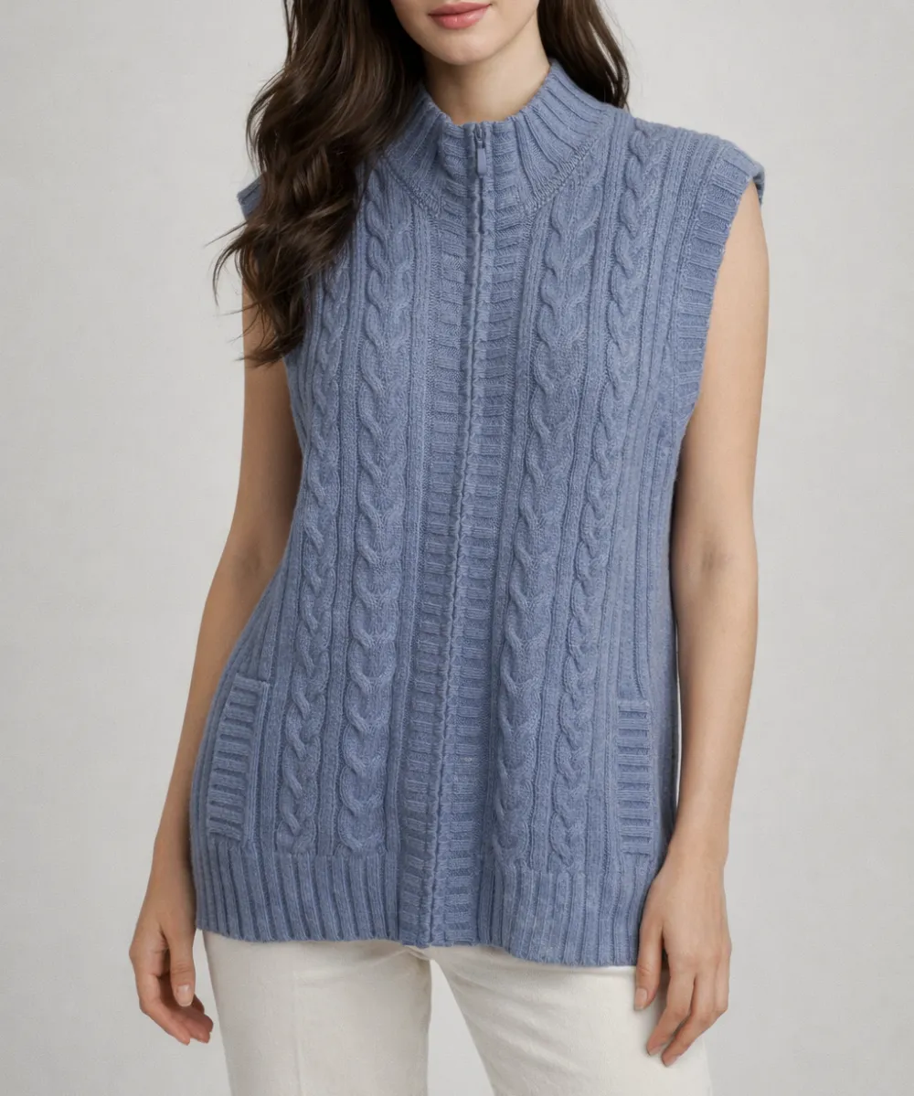 Full Zip Cable Pocket Vest