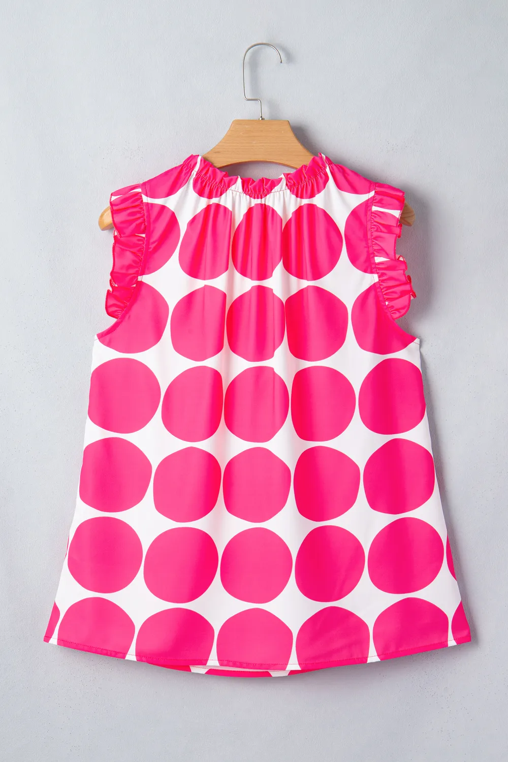 Rose Polka Dot Print Frilled Tank Top