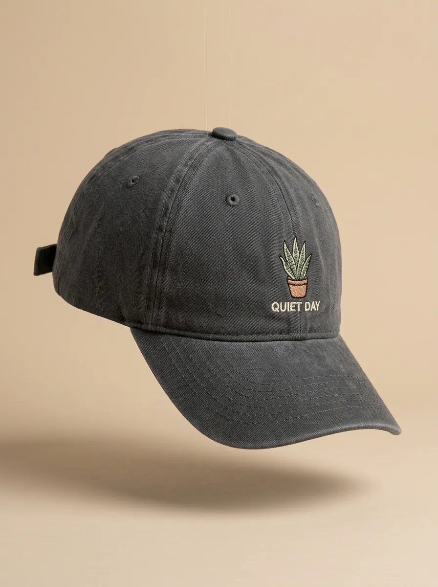 Minimal Plant-Lover Quiet-Day Embroidered Unisex Baseball Cap