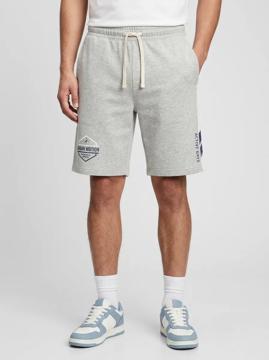 Men's Drawstring Relaxed-Fit Printed Sweat Shorts