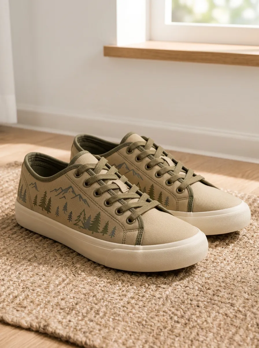 Men's Graphic Nature Lover Mountain Forest Patterned Canvas Shoes
