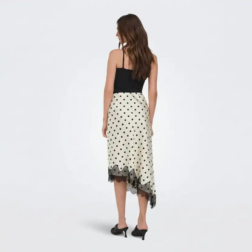 Slanted Satin Lace Skirt