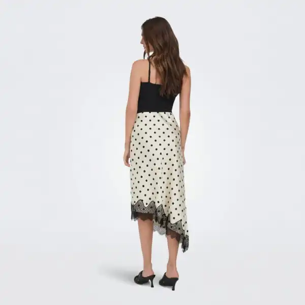 Slanted Satin Lace Skirt