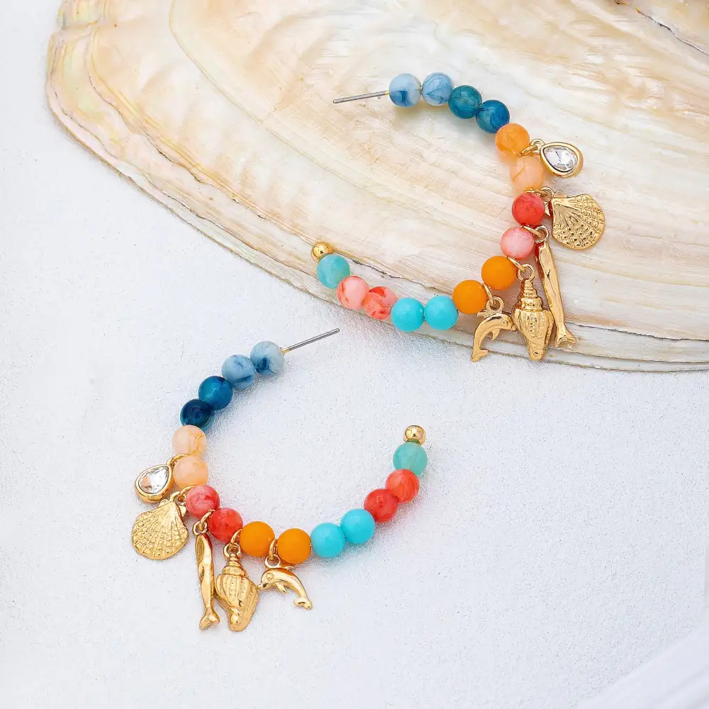 Nautical Multi Charm Beaded Hoop