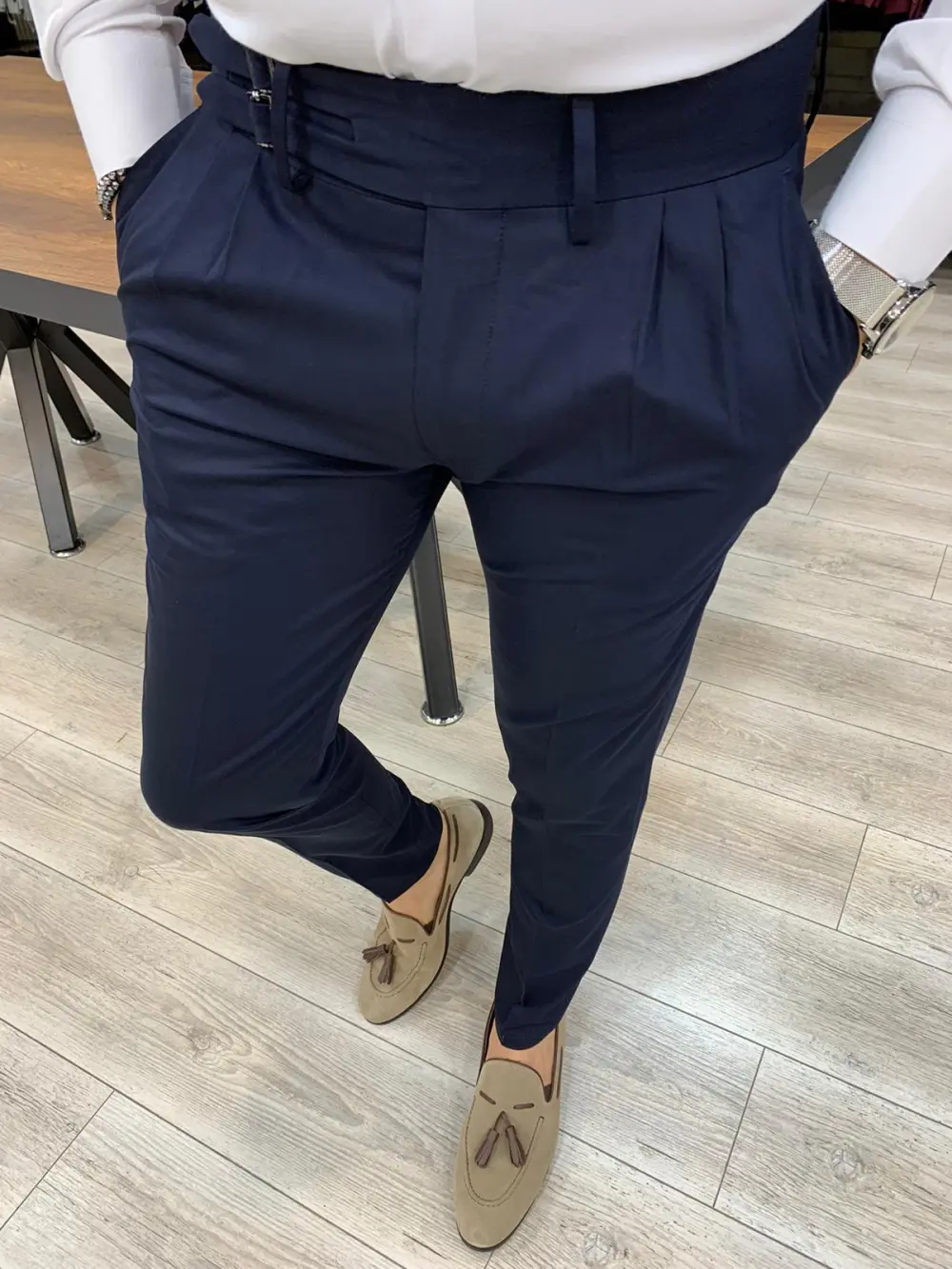 Tailored Slim Fit Pleated Tailored Trousers