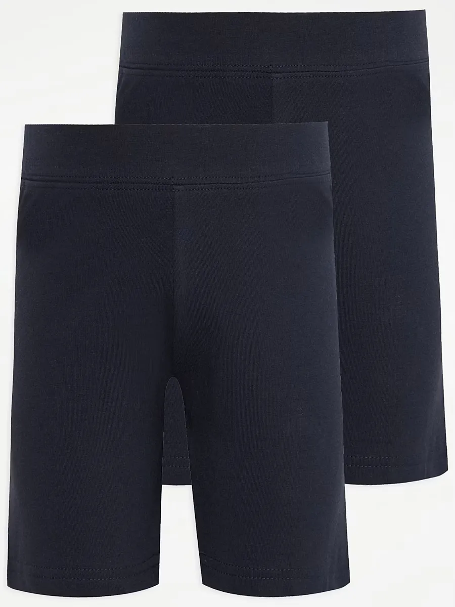 Navy Cotton Rich Girls Jersey School Cycling Shorts 2 Pack