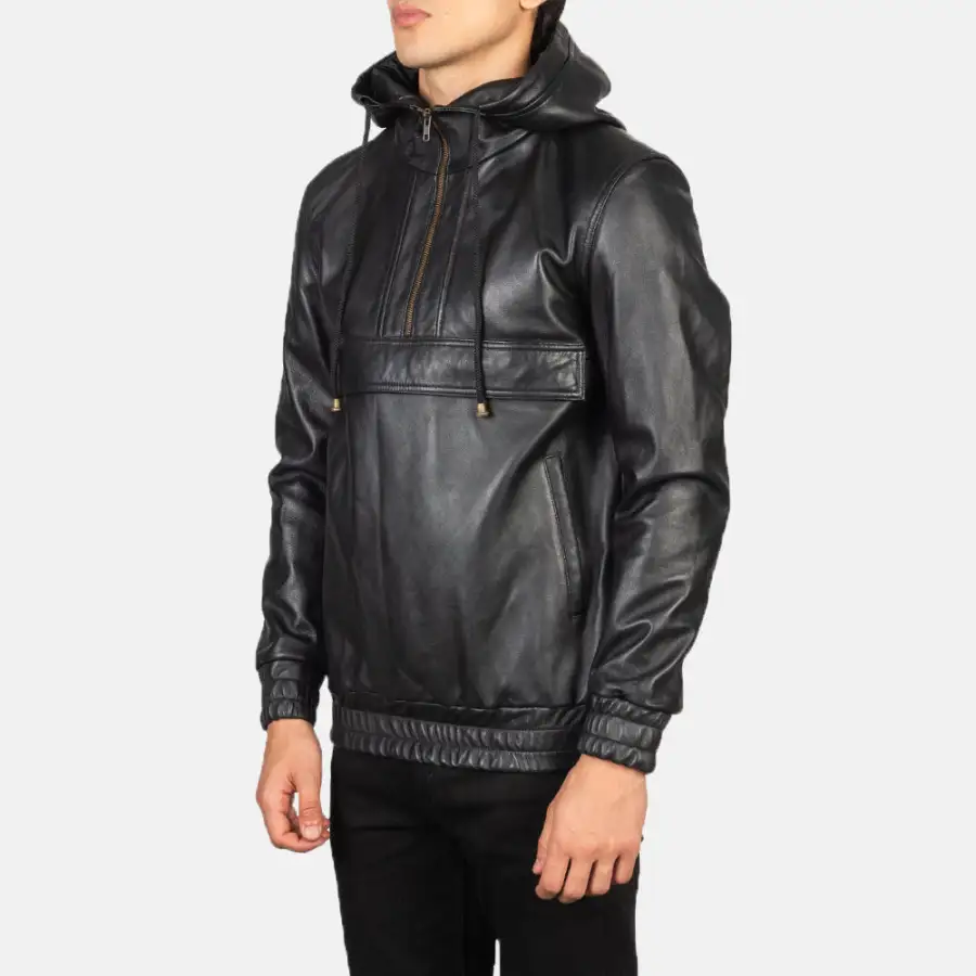 Men's Utility Hooded Leather Jacket
