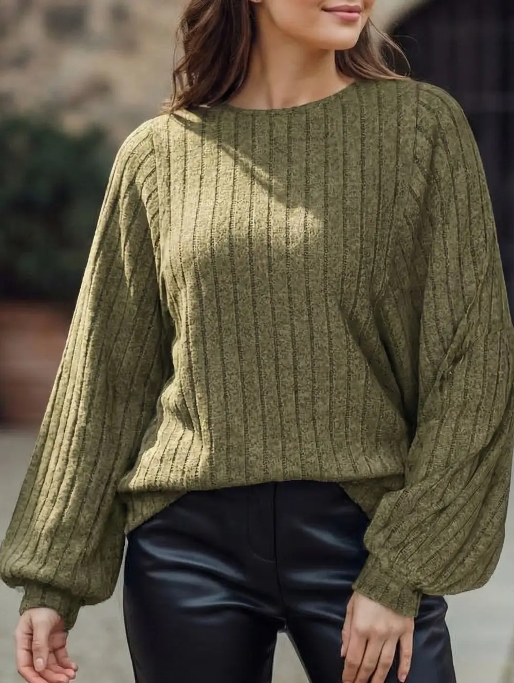 Plus Size Lantern Sleeve Top