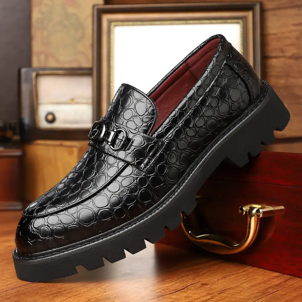 Textured Leather Loafers