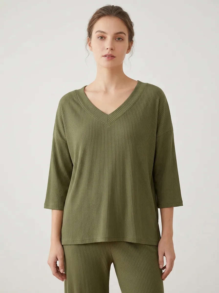 Button-Front Women's V-Neck Shirt