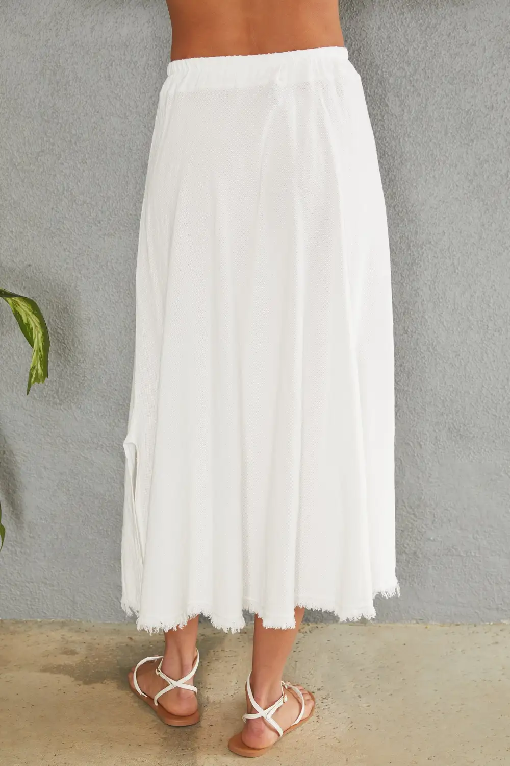 Linen Slit Midi Skirt