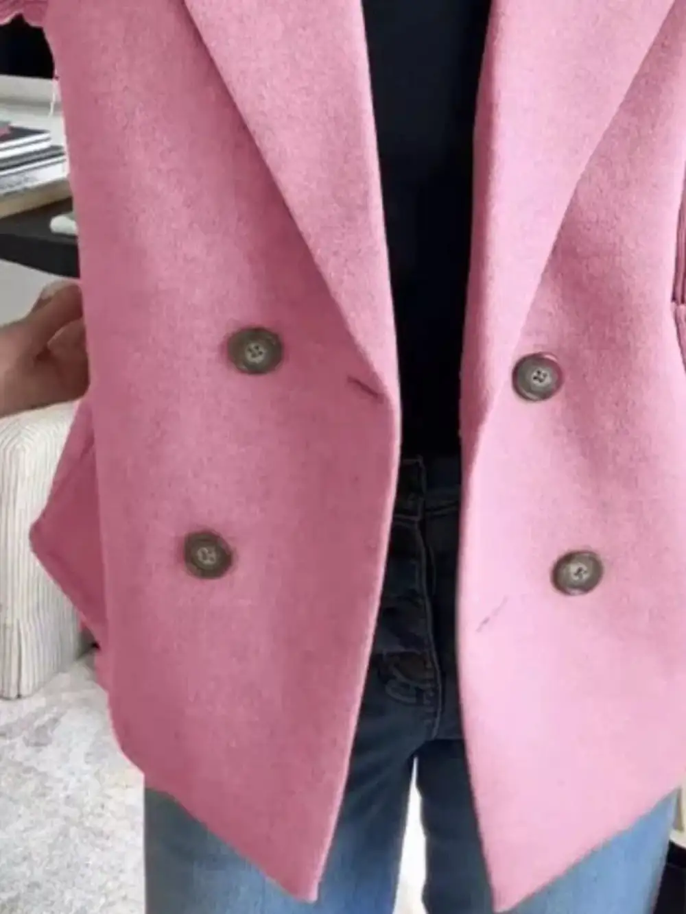 Double-Breasted Knit Blazer