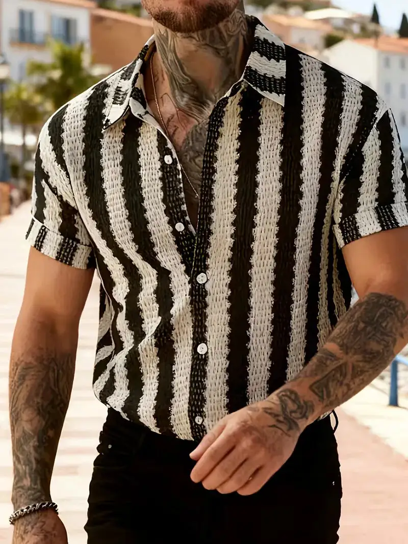 Striped Short Sleeve Casual Shirt