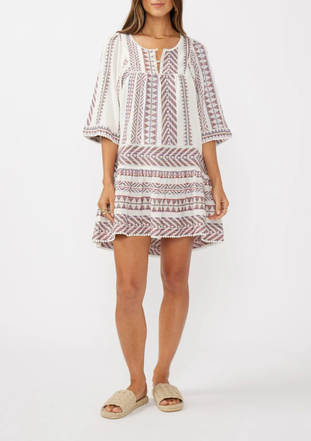 Geometric Half Sleeve Dress