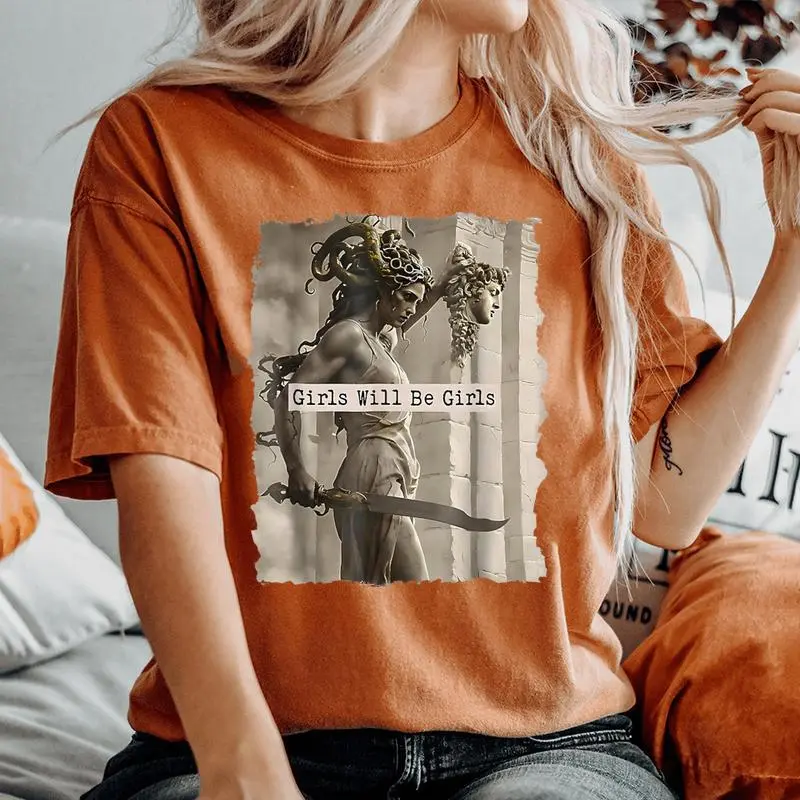 Girl Will Be Girls Witch Witchy Spooky Monster Halloween Women's Oversized Comfort T-Shirt