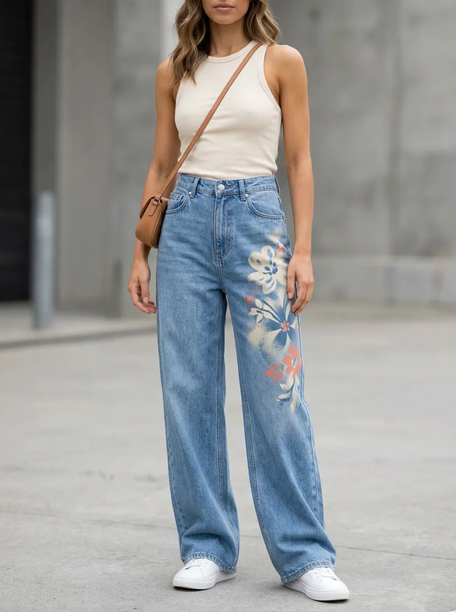 Women's Wide Leg Casual Denim Jeans