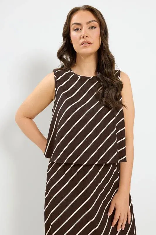 Chocolate Brown Stripe Vest Top