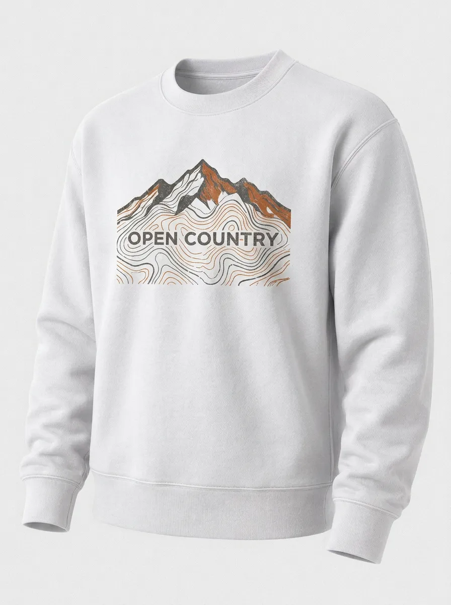 Unisex Outdoor Adventure Open Country Mountain Topographic Printed Sweatshirt