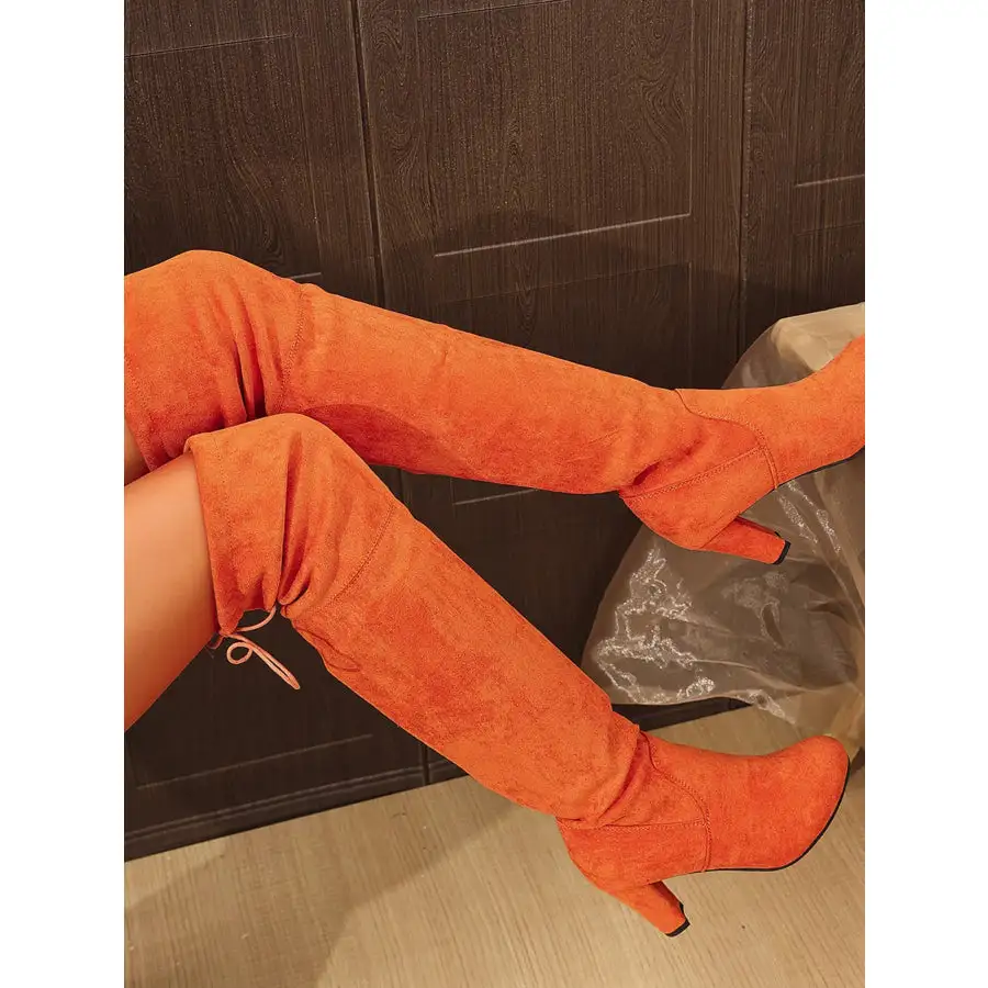 Suede Over the Knee High Heel Boots