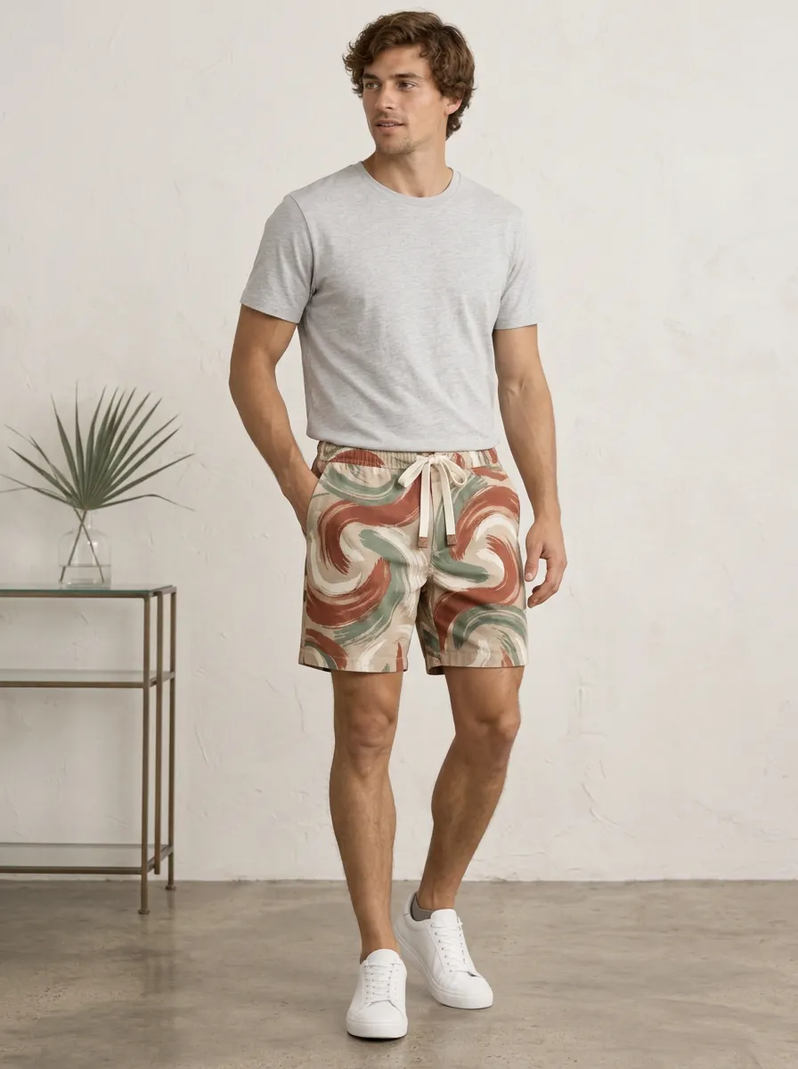 Men's Abstract Swirl Printed Shorts