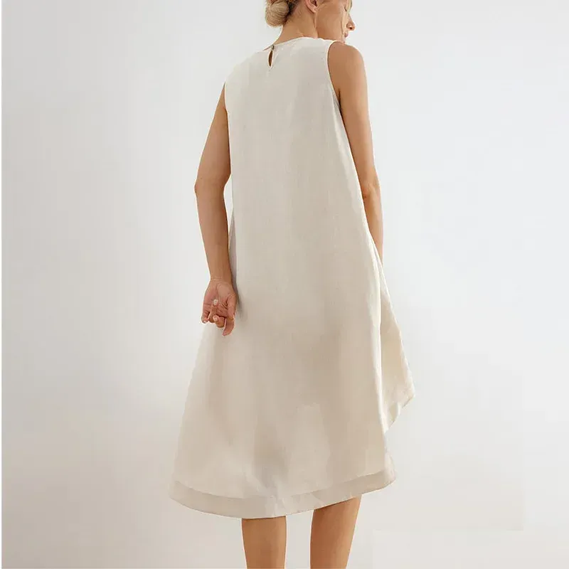 Sleeveless Linen Blend Midi Dress