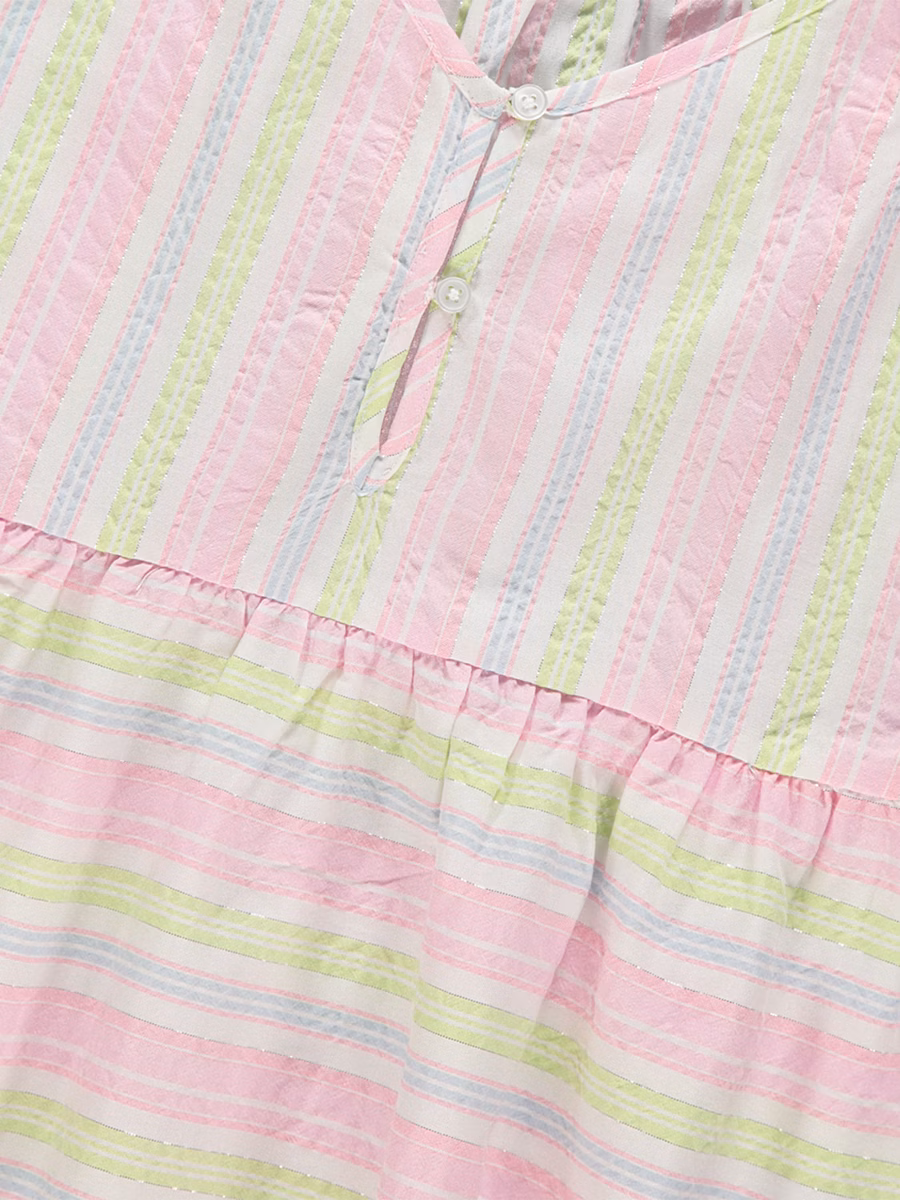 Pastel Striped Woven Dress detail 1