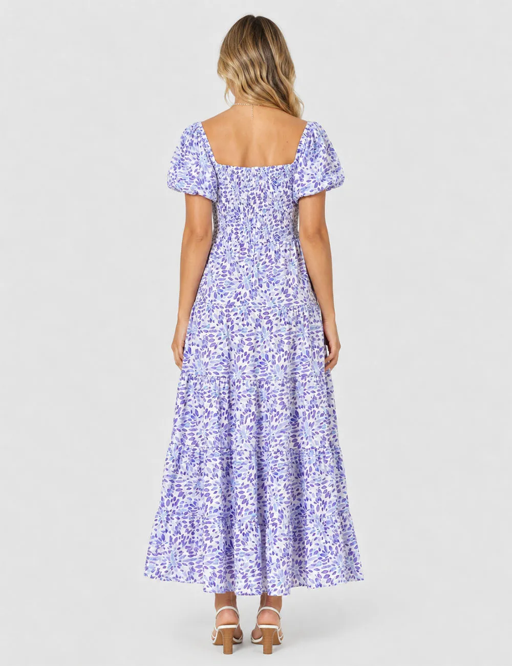 Bubble Short Sleeves Maxi Dress